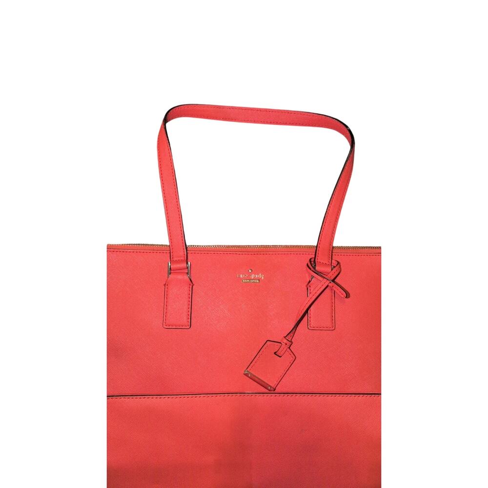 Kate Spade Red 100% Cow Leather Tote Bag Zip Top Never Used - Picture 3 of 6